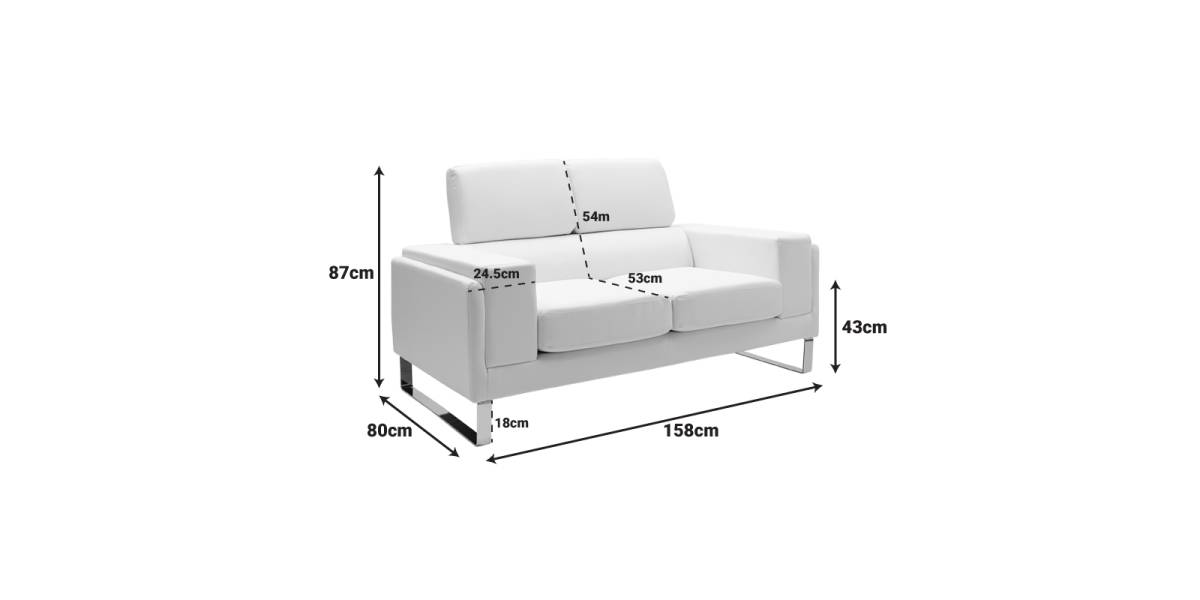 Καναπές Shea pakoworld 2θέσιος pu μαύρο-inox 158x80x87εκ
