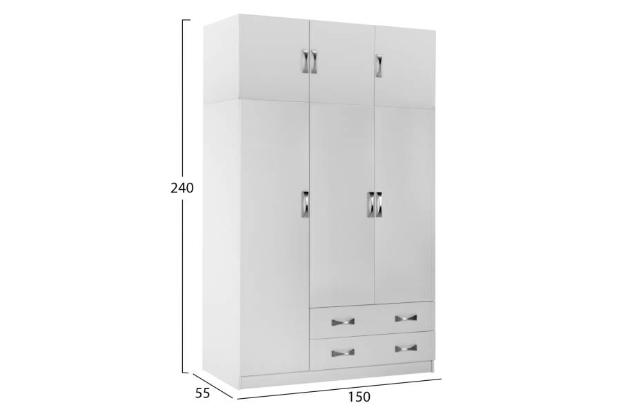 ΝΤΟΥΛΑΠΑ 3ΦΥΛΛΗ ΜΕ ΠΑΤΑΡΙ CARLY HM10891.05 ΜΕΛΑΜΙΝΗ ΣΕ ΛΕΥΚΟ 150X55Χ240Υεκ.