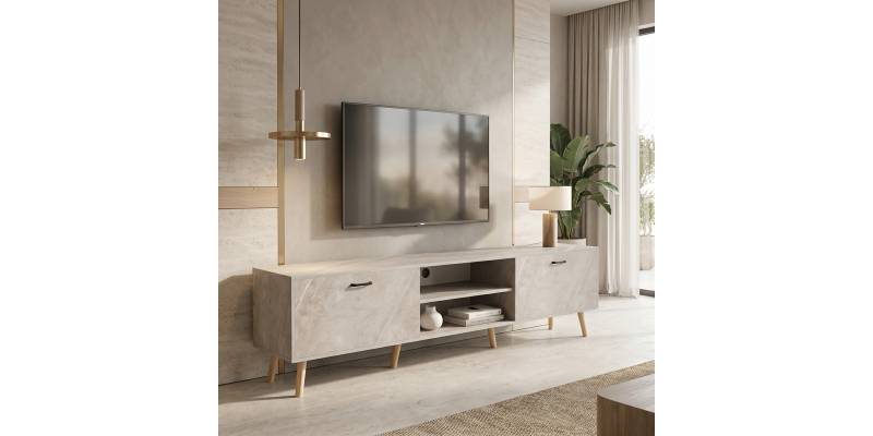 Έπιπλο τηλεόρασης Gorna pakoworld μπεζ εφέ μαρμάρου 180x35x48.6εκ
