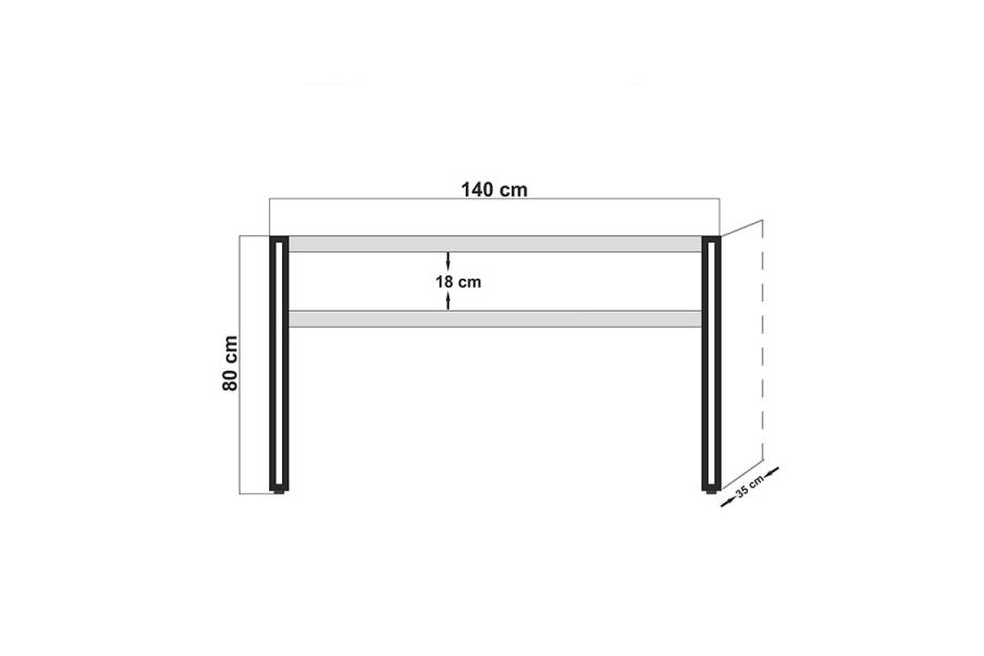 Κονσόλα PWF-0241 pakoworld χρώμα πεύκου-μαύρο 140x35x80εκ