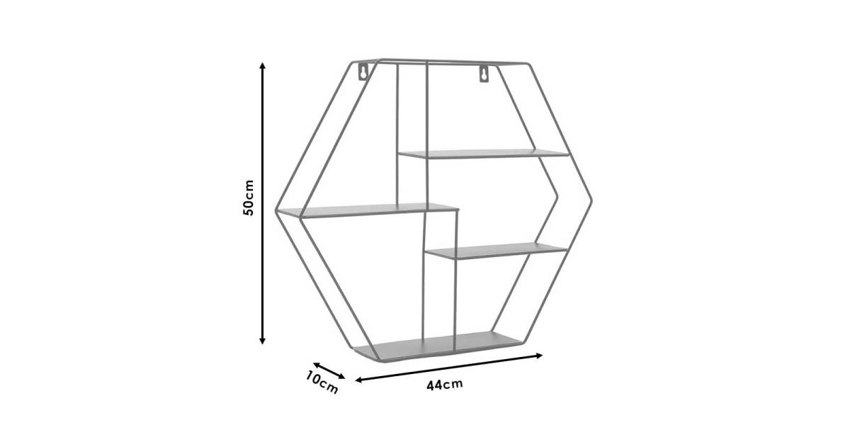 Ραφιέρα τοίχου Matisse pakoworld μεταλλική χρώμα μαύρο 50x10x44εκ