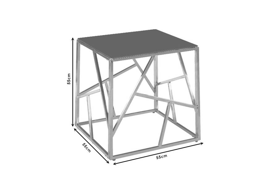 Βοηθητικό τραπέζι σαλονιού Tabar pakoworld ατσάλι χρυσό-γυαλί 8mm μαύρο 55x55x55εκ