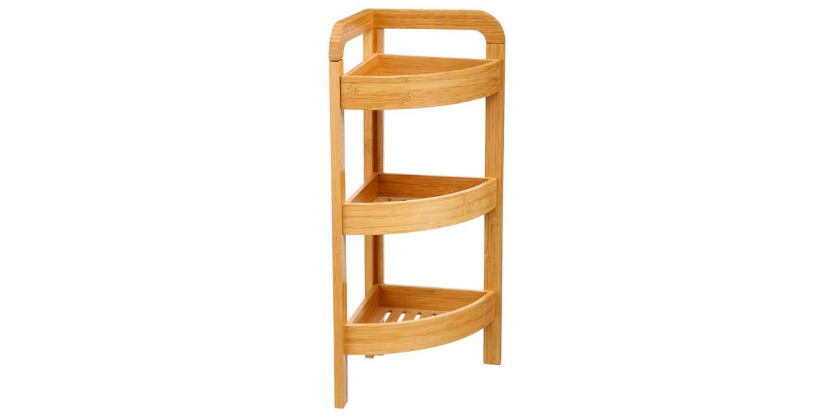 Ραφιέρα επιδαπέδια 3όροφη Jabez pakoworld bamboo φυσικό 23x23x61εκ