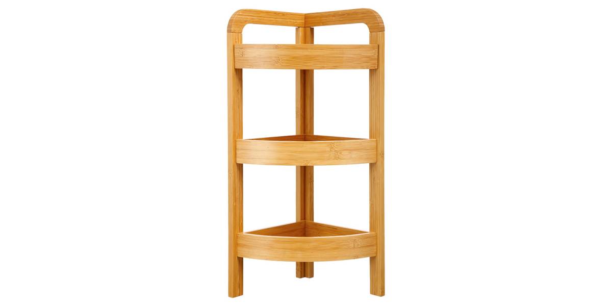 Ραφιέρα επιδαπέδια 3όροφη Jabez pakoworld bamboo φυσικό 23x23x61εκ