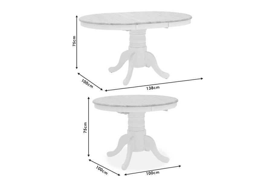Tραπεζαρία Lars pakoworld σετ 5τμχ επεκτεινόμενη ξύλο-MDF λευκό-φυσικό Φ100(+38)x100x75εκ