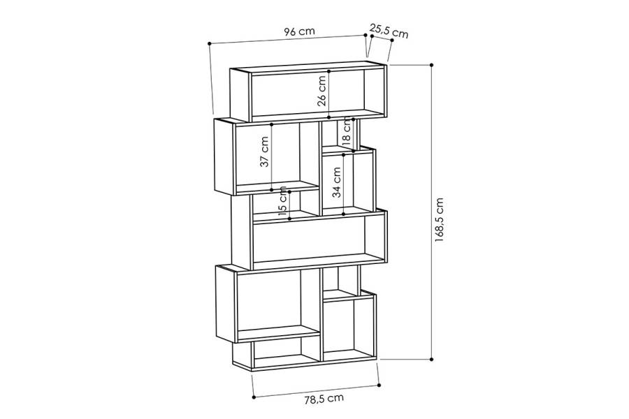 Βιβλιοθήκη Karmato pakoworld χρώμα φυσικό 96x25,5x168,5εκ